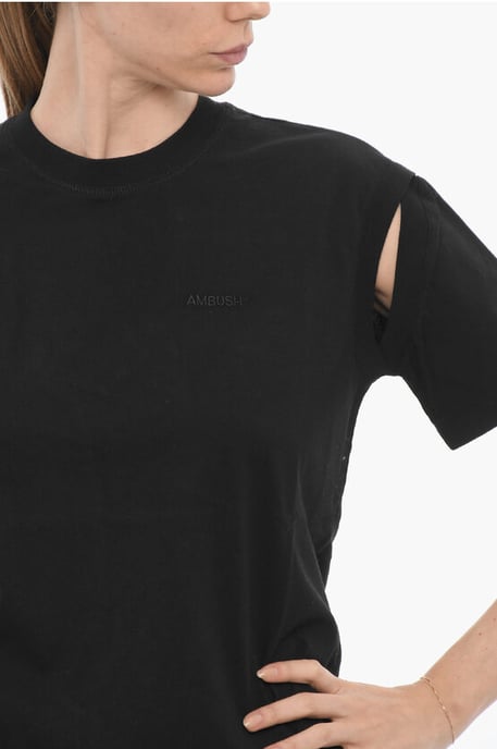 Effen T-shirt met ronde hals in zwart - Image 3