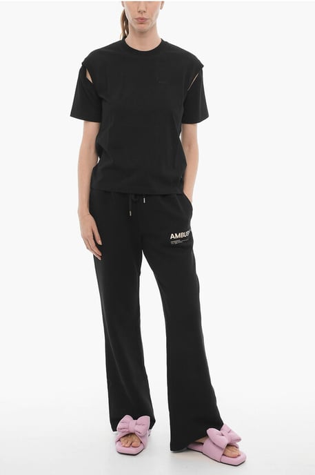 Effen T-shirt met ronde hals in zwart - Image 4
