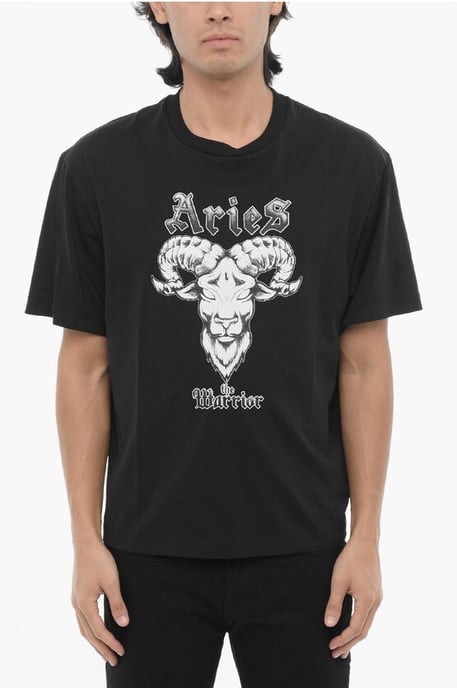Slim Fit ROCK BAND ZODIAC RAM T-shirt in zwart - Image 1