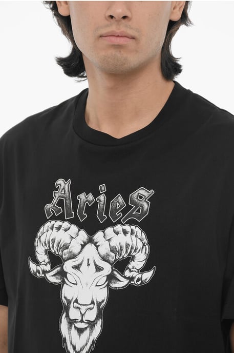 Slim Fit ROCK BAND ZODIAC RAM T-shirt in zwart - Image 3