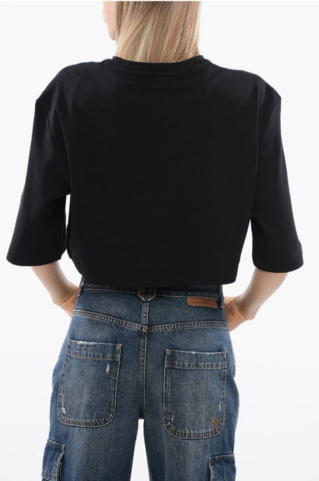 Cropped GENYA T-shirt met oversized pasvorm in zwart - Image 2