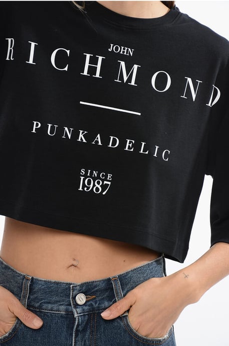 Cropped GENYA T-shirt met oversized pasvorm in zwart - Image 3
