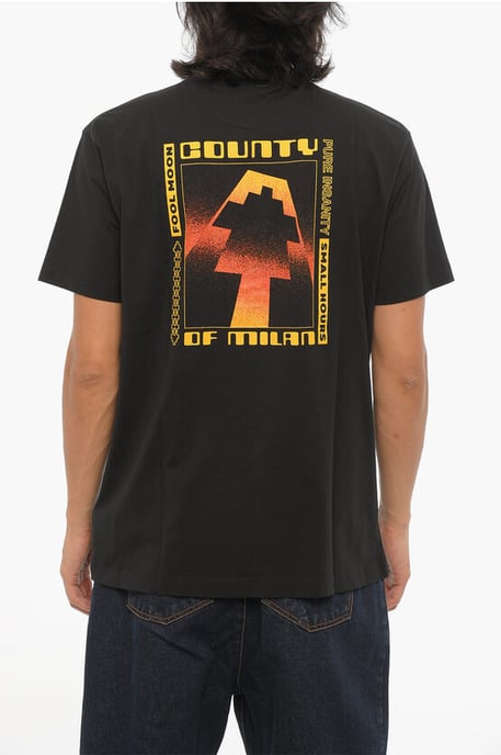 Katoenen T-shirt met ronde hals in zwart - Image 2