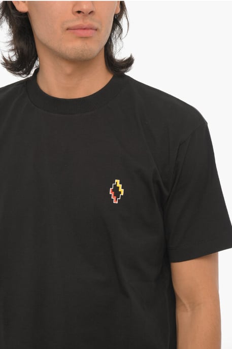 Katoenen T-shirt met ronde hals in zwart - Image 3