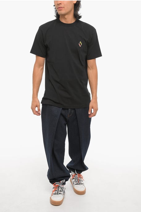 Katoenen T-shirt met ronde hals in zwart - Image 4
