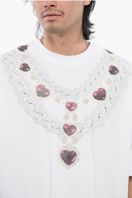 Oversized T-shirt met kettingprint in wit - Image 3
