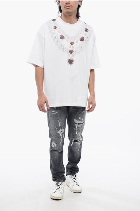 Oversized T-shirt met kettingprint in wit - Image 4