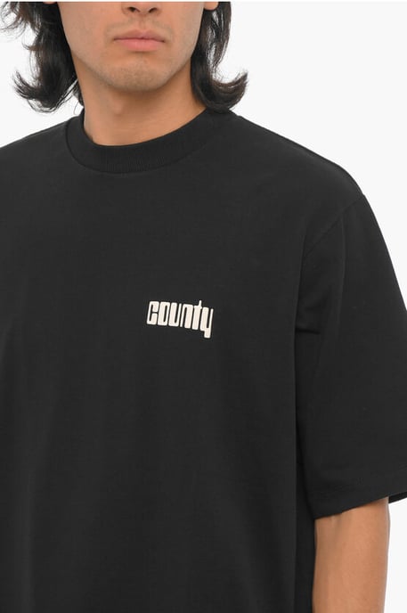 Bedrukt DISCO GOD T-shirt met ronde hals in zwart - Image 3