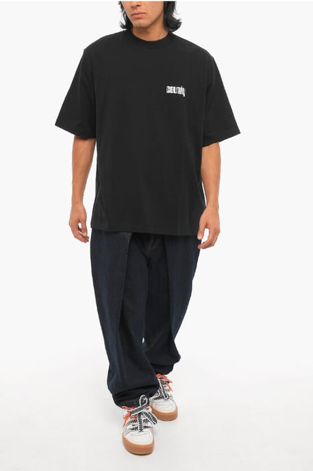 Bedrukt DISCO GOD T-shirt met ronde hals in zwart - Image 4
