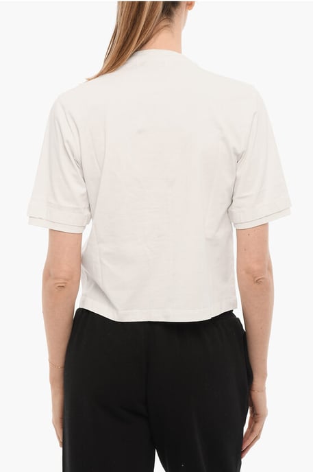 Effen STOPPERS T-shirt met ronde hals en afneembare ketting in wit - Image 2