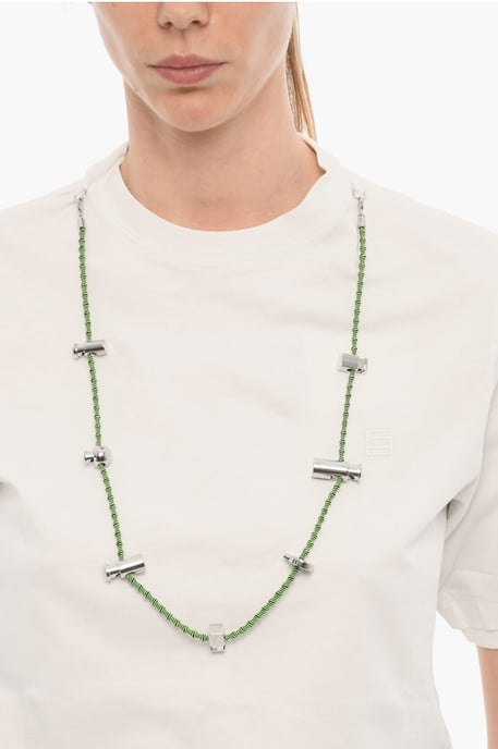 Effen STOPPERS T-shirt met ronde hals en afneembare ketting in wit - Image 3