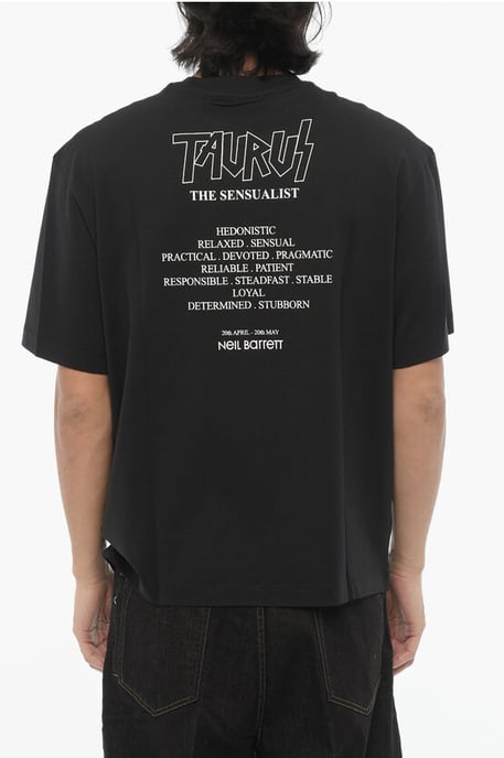 Slim Fit bedrukt ROCK BAND ZODIAC TAURUS T-shirt met ronde hals in zwart - Image 2