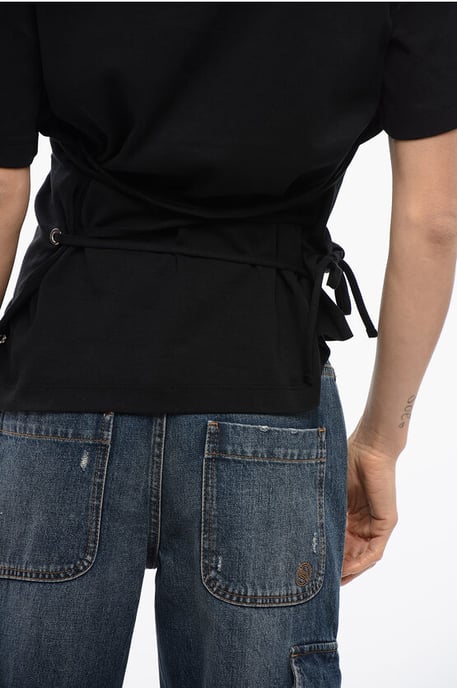 TOMIOK Over T-shirt met veterdetail aan de achterkant in zwart - Image 4