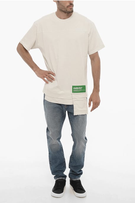 Effen T-shirt met ronde hals en taillezak in wit - Image 4