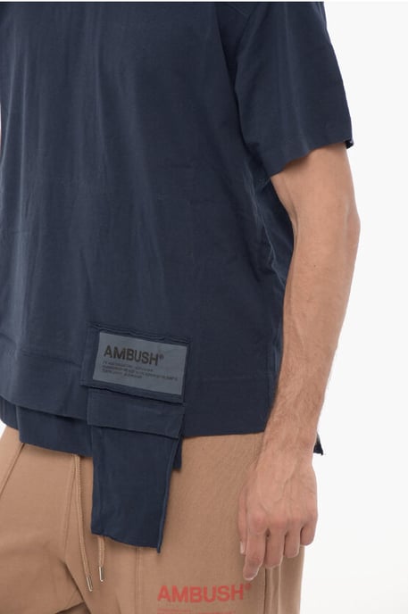 Effen T-shirt met ronde hals en taillezak in blauw - Image 3