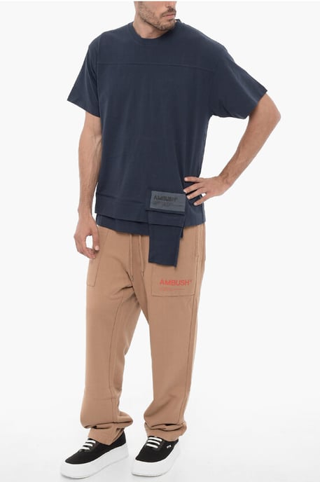 Effen T-shirt met ronde hals en taillezak in blauw - Image 4