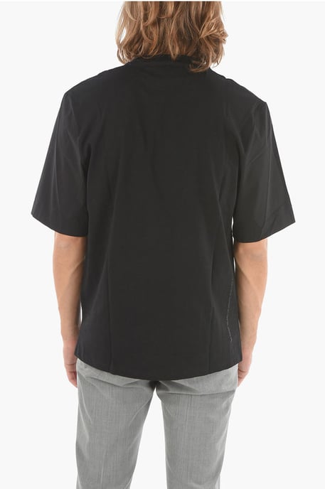 Jersey MINIMAL T-shirt met elastische nylon mouwen in zwart - Image 2