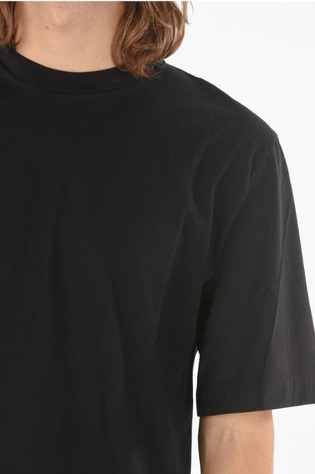 Jersey MINIMAL T-shirt met elastische nylon mouwen in zwart - Image 3