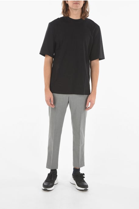 Jersey MINIMAL T-shirt met elastische nylon mouwen in zwart - Image 4
