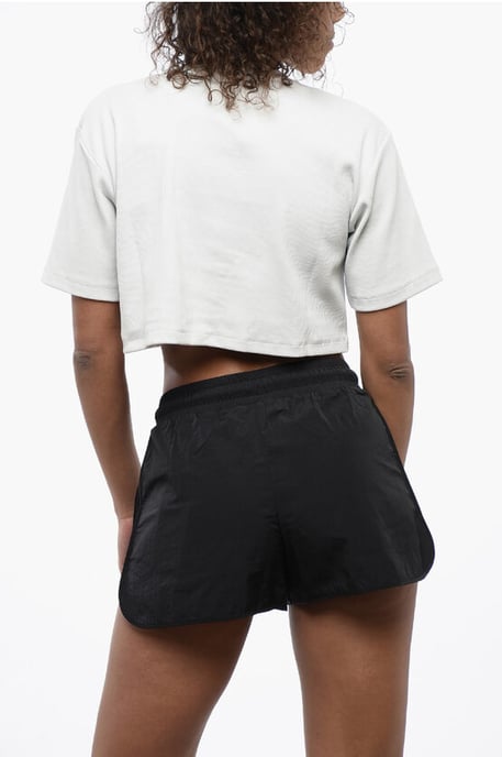 Geribbeld cropped T-shirt met ronde hals in grijs - Image 2
