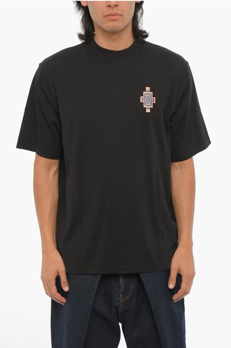 Effen OPTICAL CROSS T-shirt met ronde hals in zwart - Image 1