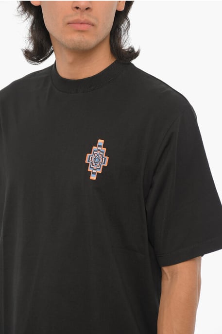 Effen OPTICAL CROSS T-shirt met ronde hals in zwart - Image 3