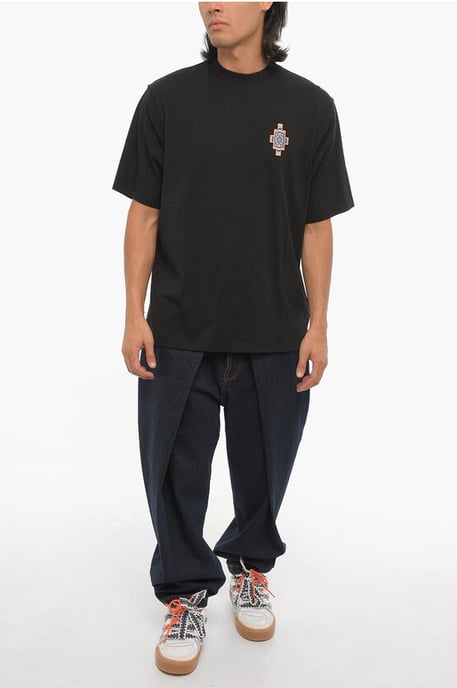 Effen OPTICAL CROSS T-shirt met ronde hals in zwart - Image 4
