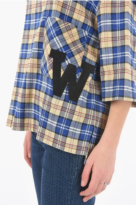 Geruit oversized T-shirt met maxi-monogrampatch in veelkleurig - Image 3