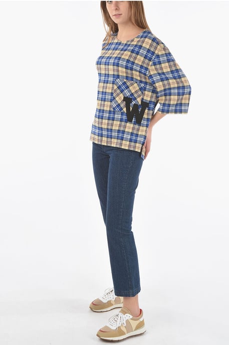 Geruit oversized T-shirt met maxi-monogrampatch in veelkleurig - Image 4