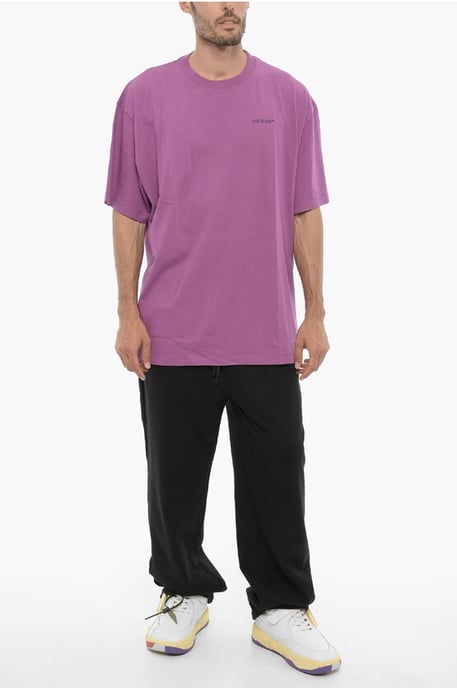 Effen T-shirt met ronde hals in violet - Image 4