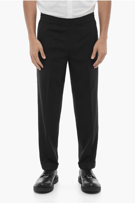 Pantaloni REM Slim Fit a Vita Bassa con Elastico in Vita in zwart - Image 1