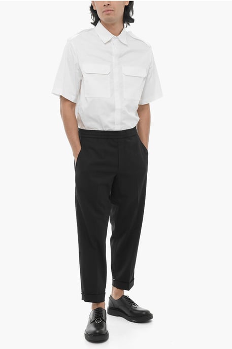 Pantaloni REM Slim Fit a Vita Bassa con Elastico in Vita in zwart - Image 4