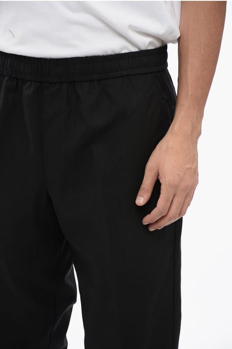 REM-broek van linnenmix met elastische tailleband in zwart - Image 3