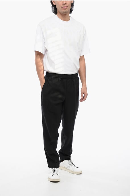 REM-broek van linnenmix met elastische tailleband in zwart - Image 4