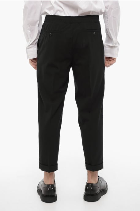 Slim Fit Casual Broek met Omslag in Zwart - Image 2