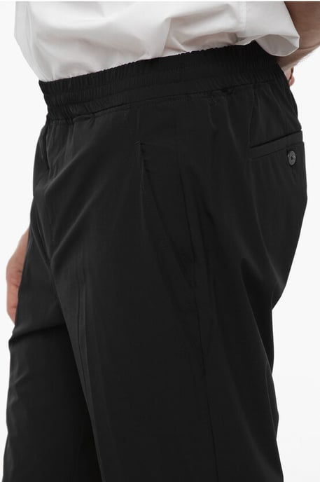 Nylon REM-broek met elastische tailleband in zwart - Image 3