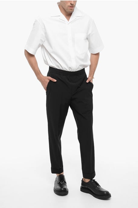 Nylon REM-broek met elastische tailleband in zwart - Image 4