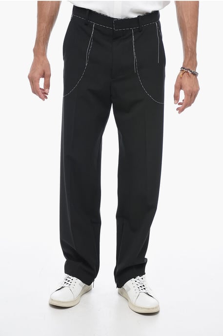 Broek op maat met stikseldetails in zwart - Image 1