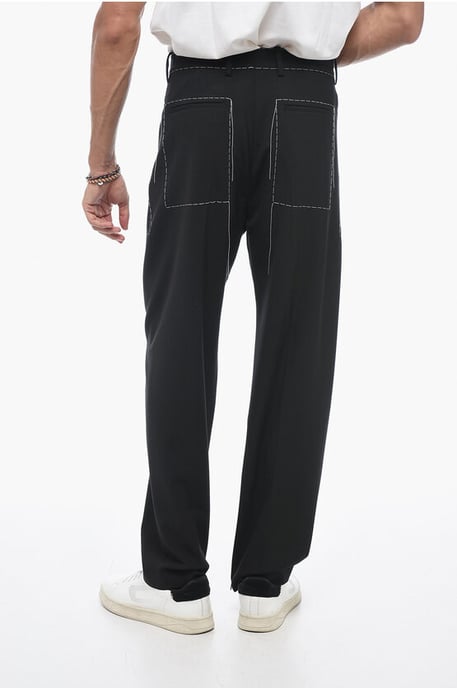 Broek op maat met stikseldetails in zwart - Image 4