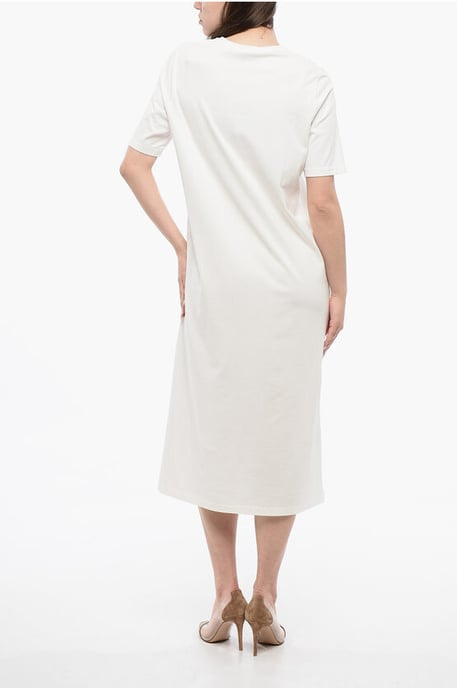 Katoenen jersey T-shirtjurk in wit - Image 2
