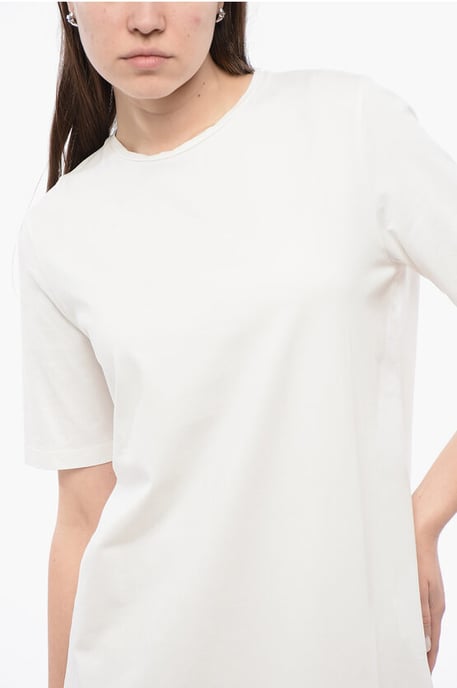 Katoenen jersey T-shirtjurk in wit - Image 3
