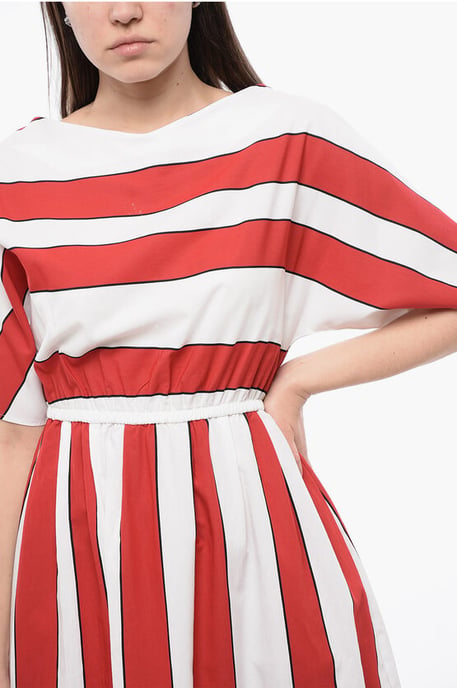 Gestreepte SCULLY mouwloze jurk in Bianco, Rosso - Image 3