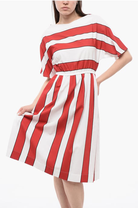 Gestreepte SCULLY mouwloze jurk in Bianco, Rosso - Image 4