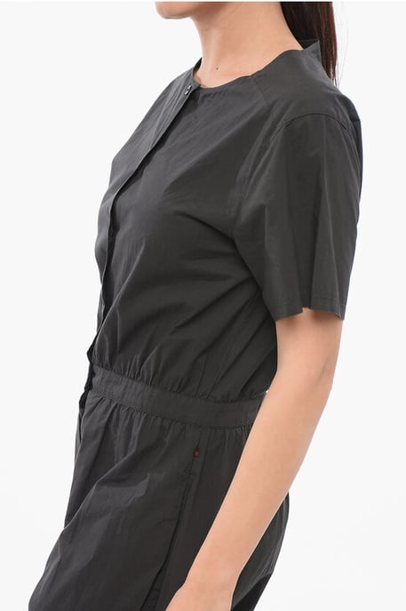 Jumpsuit met korte mouwen van poplinkatoen in zwart - Image 3