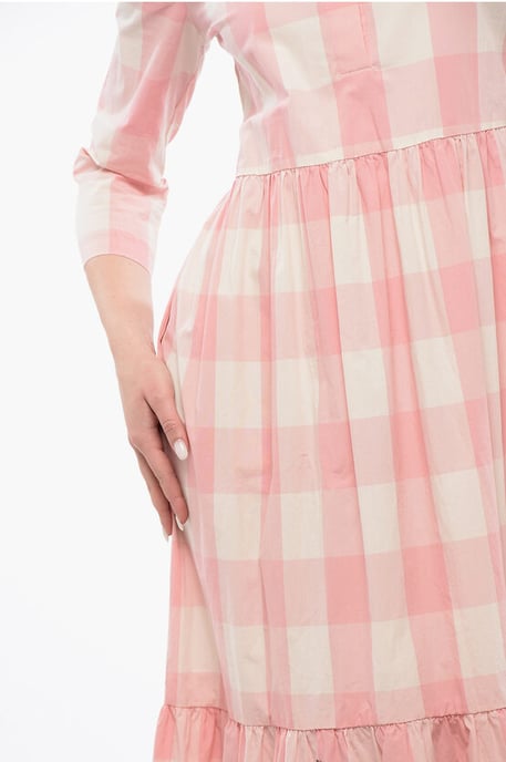 Geruite lange jurk in wit, roze - Image 4