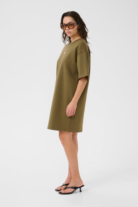 Jersey jurk Oversize fit olive - Image 2