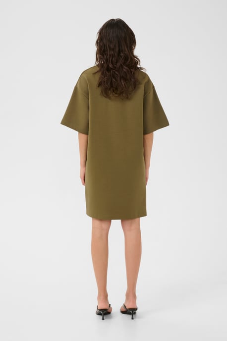 Jersey jurk Oversize fit olive - Image 3