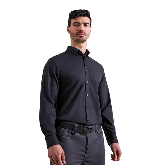 Premier Heren Supreme Oxford Formeel Overhemd Met Lange Mouwen (Zwart) - Image 3