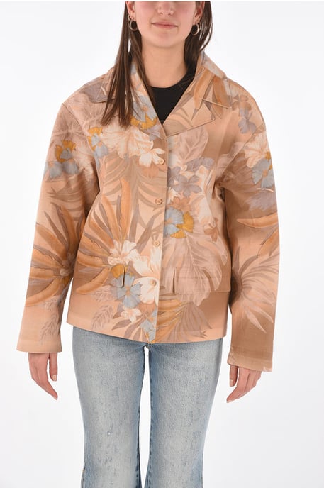 MM0 bloemenprint blazer met leren binnenkant in roze - Image 1