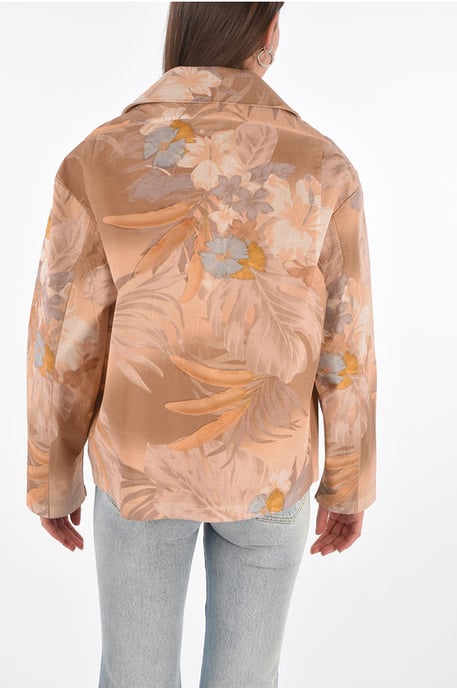 MM0 bloemenprint blazer met leren binnenkant in roze - Image 2